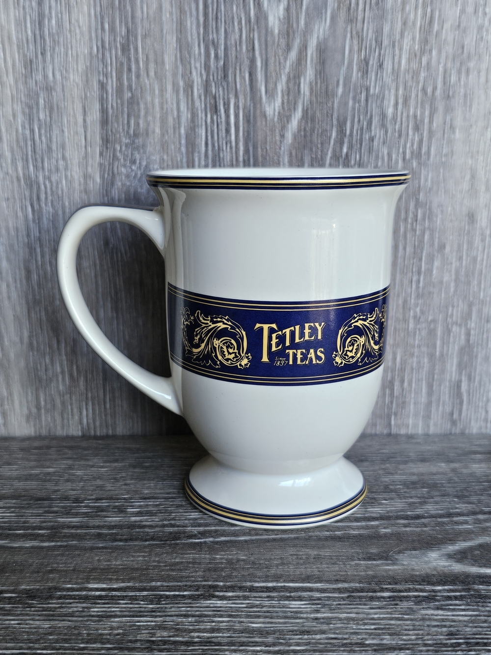 Vintage Collectable Ceramic Tetley Tea Pedestal Footed Mug Circa 1980s
